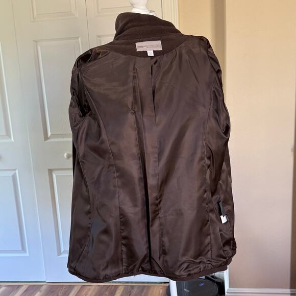 Croft & Barrow women’s Medium double breasted wool blend coat dark brown beauty - Picture 7 of 8